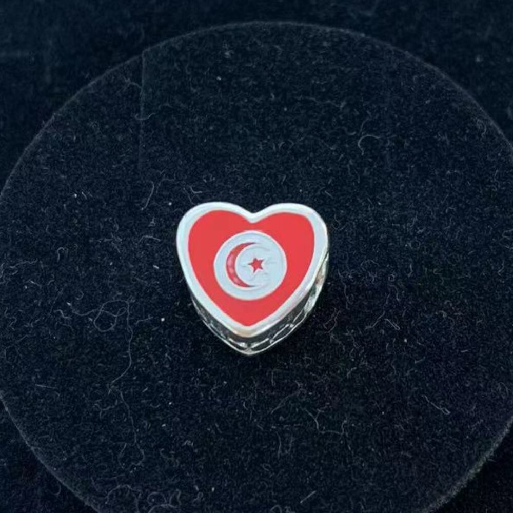 Pandora Tunisia Flag Exclusive Hear Charm Bead